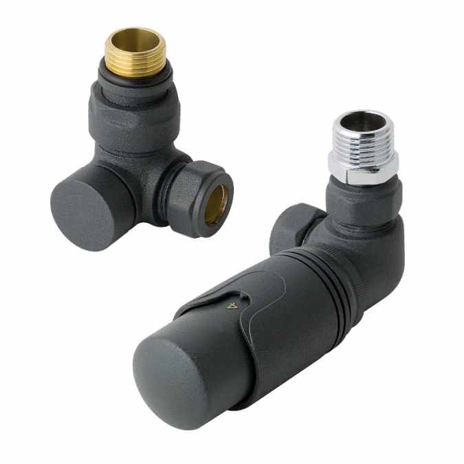 Eastbrook Corner Anthracite Thermostatic Radiator Valves TRV Inc Lockshield