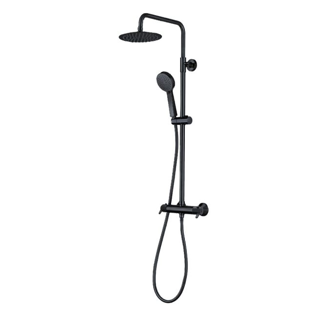 Spey Lever Black Dual Head Thermostatic Shower Kit - Highlife Bathrooms