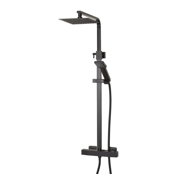 Highlife Bathrooms Orkney Series 2 Black Square Dual Head Shower Kit