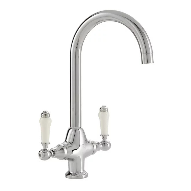Melrose Cruciform Twin Lever Kitchen Mixer Tap - Chrome