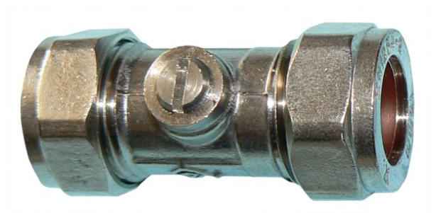Primaflow QQE chrome plated brass isolating valve 22mm - Singles