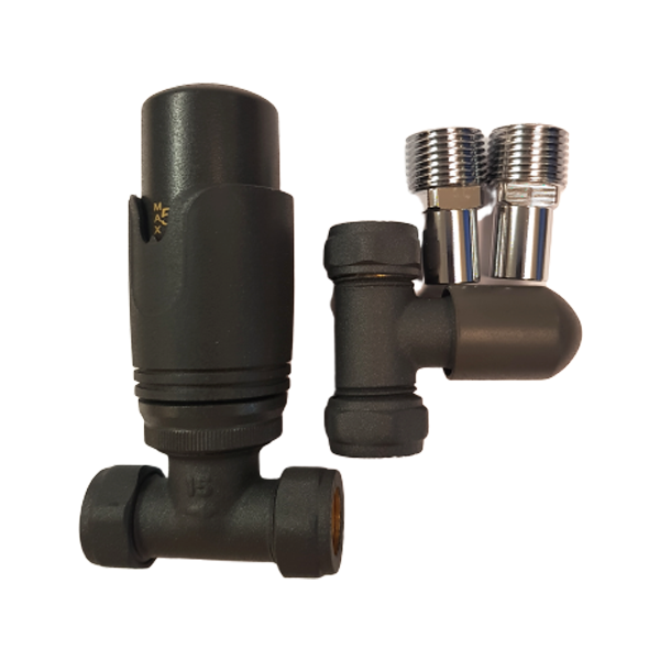 Eastbrook Straight Anthracite Thermostatic Radiator Valves TRV