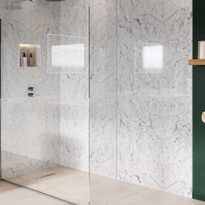 White Granite M1 PVC Wetpanel Shower Board  2400 x 1000mm