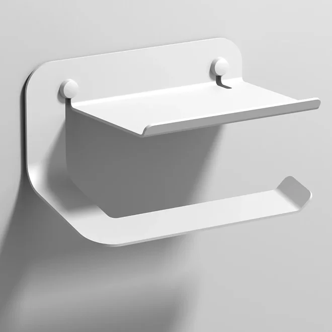 Origins Living Quick Matt White Roll Holder with Shelf