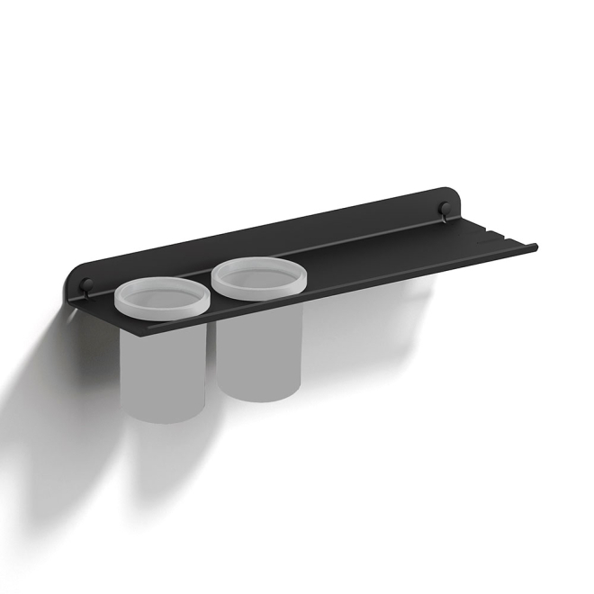 Origins Living Quick Matt Black Shelf with Tumbler Holder