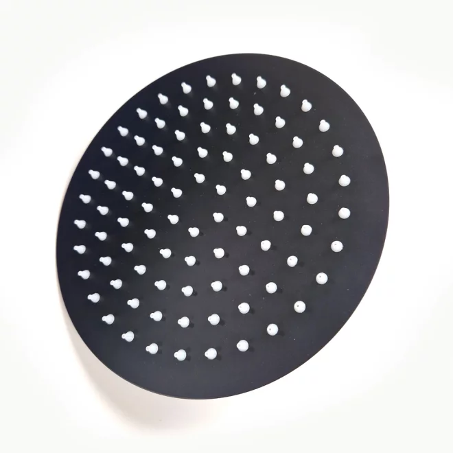 200mm Black Round Slimline Shower Head