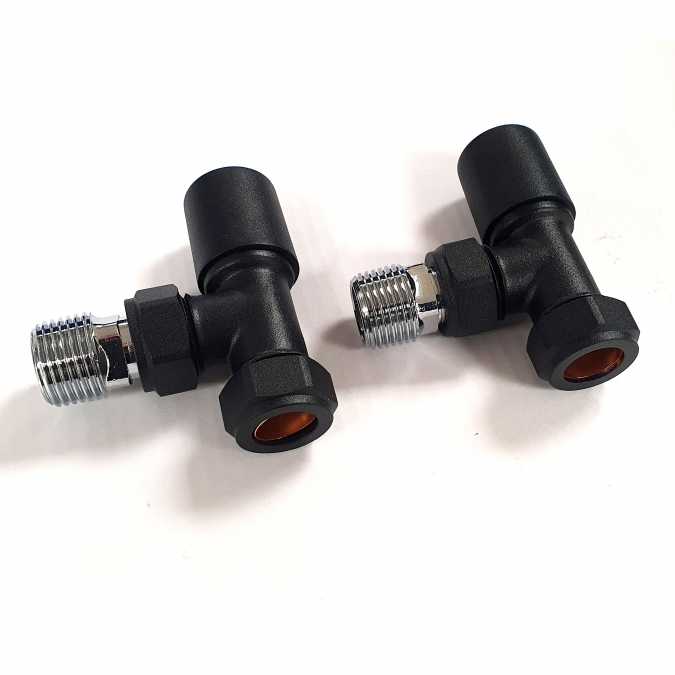 Scudo  Angled Radiator Valves - Matt Black - Pair