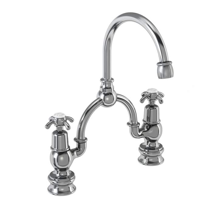 Burlington Anglesey Regent Basin Mixer Tap with Curved Spout - ANR28