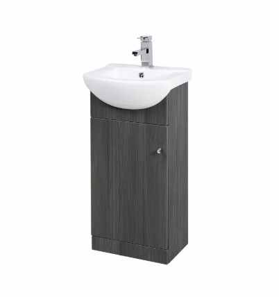 Elation Ikoma Vanity Unit Basin, Grey Wood Effect Bathroom Vanity Unit