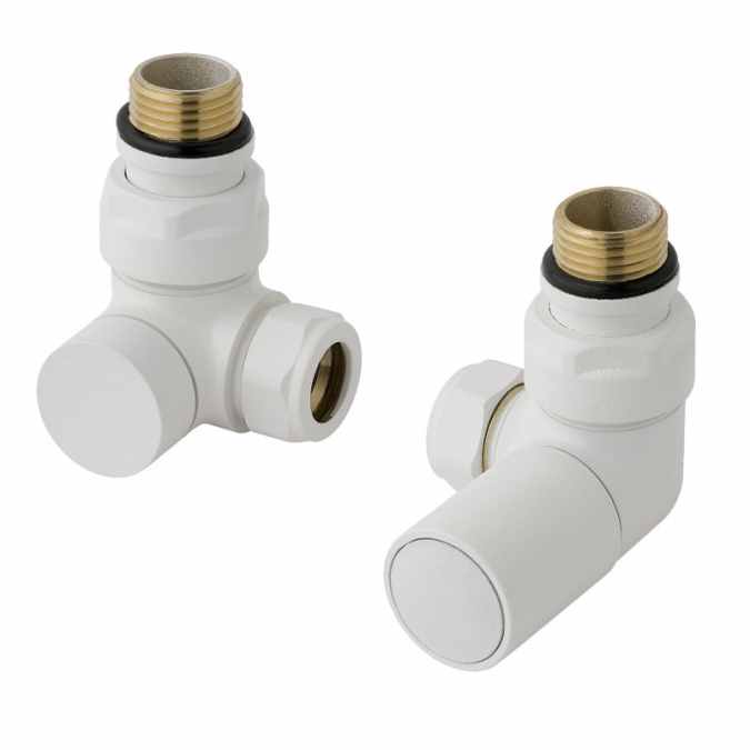 Eastbrook Corner Matt White Radiator Valves - Pair