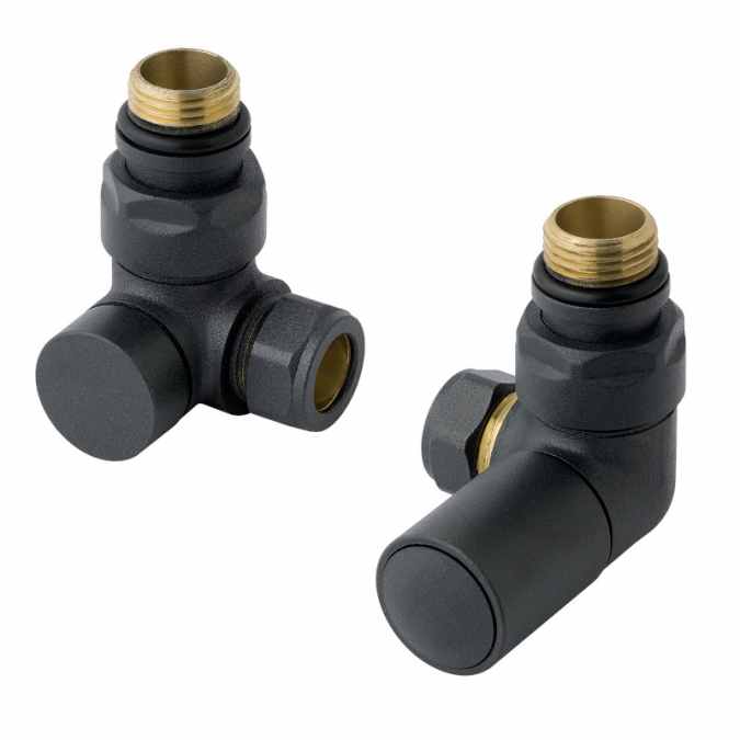 Eastbrook Corner Anthracite Radiator Valves - Pair