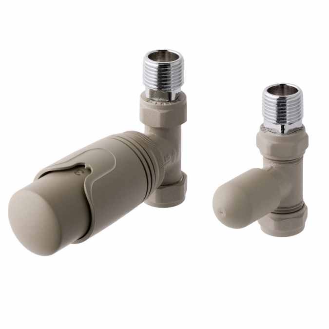 Eastbrook Straight Cappuccino Thermostatic Radiator Valves TRV - Set