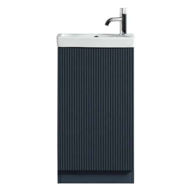 Flauto Mini 460mm Midnight Shadow Floor Standing Fluted Cloakroom Vanity Basin Unit