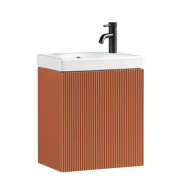 Flauto Mini 460mm Braciata Orange Wall Hung Fluted Cloakroom Vanity Basin Unit