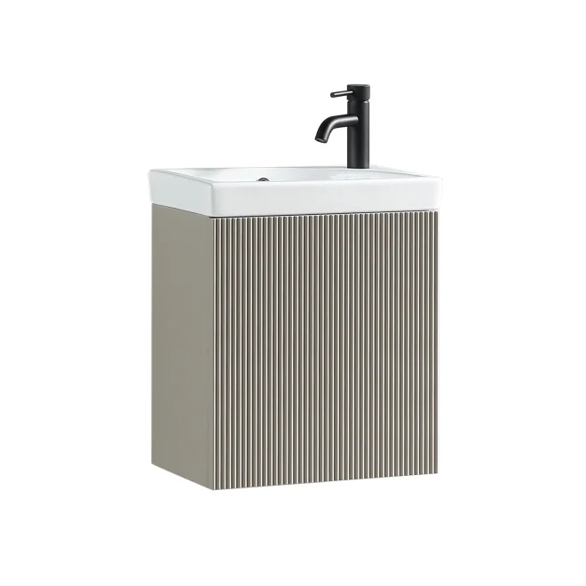 Flauto Mini 460mm Soft Coffee Wall Hung Fluted Cloakroom Vanity Basin Unit
