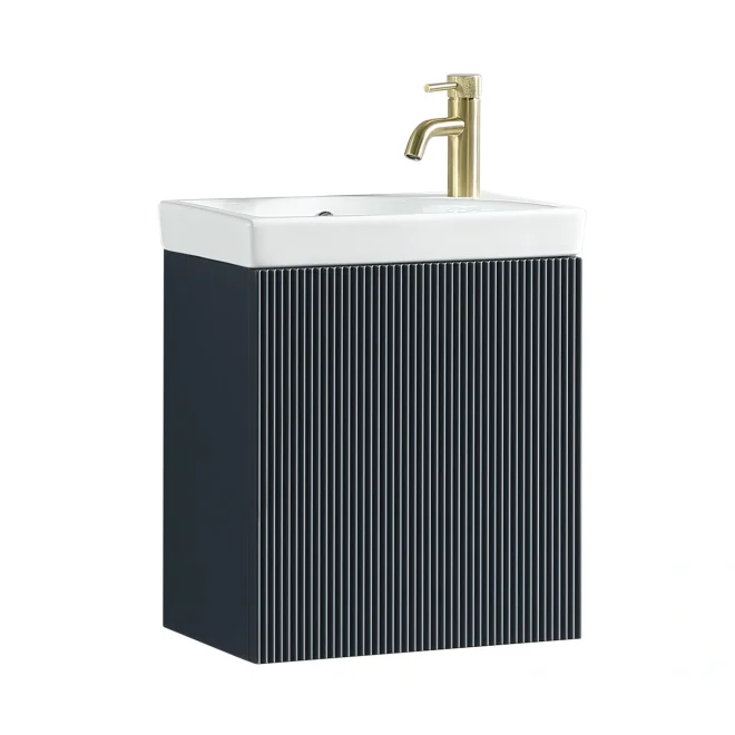 Flauto Mini 460mm Midnight Shadow Wall Hung Fluted Cloakroom Vanity Basin Unit