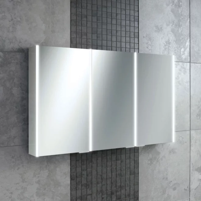 hib Xenon 120 LED Aluminium Triple Mirror Cabinet 