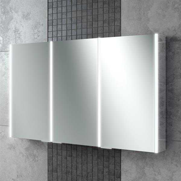 HIB Xenon 120 LED Aluminium Triple Mirror Cabinet 