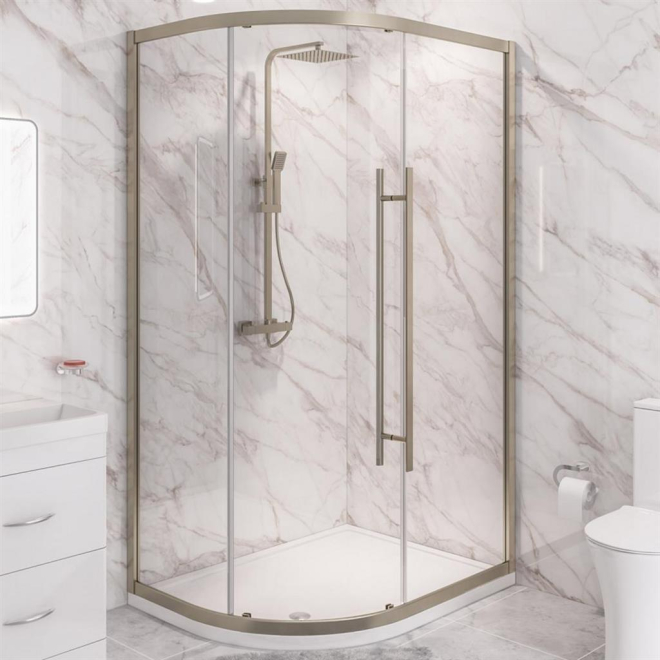 Vantage 2000 Brush Brass Offset Quadrant Shower Enclosure 900 x 800mm