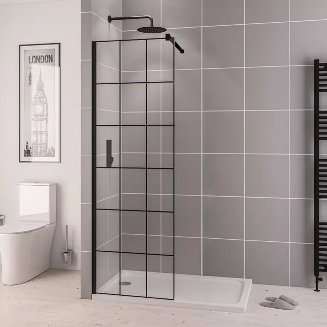 Eastbrook Vantage 500mm Black Grid Shower Screen