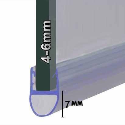 Replacement Tube Shower Seal Suitable for 4-6mm Glass - Gaps upto 7mm - Euroshowers