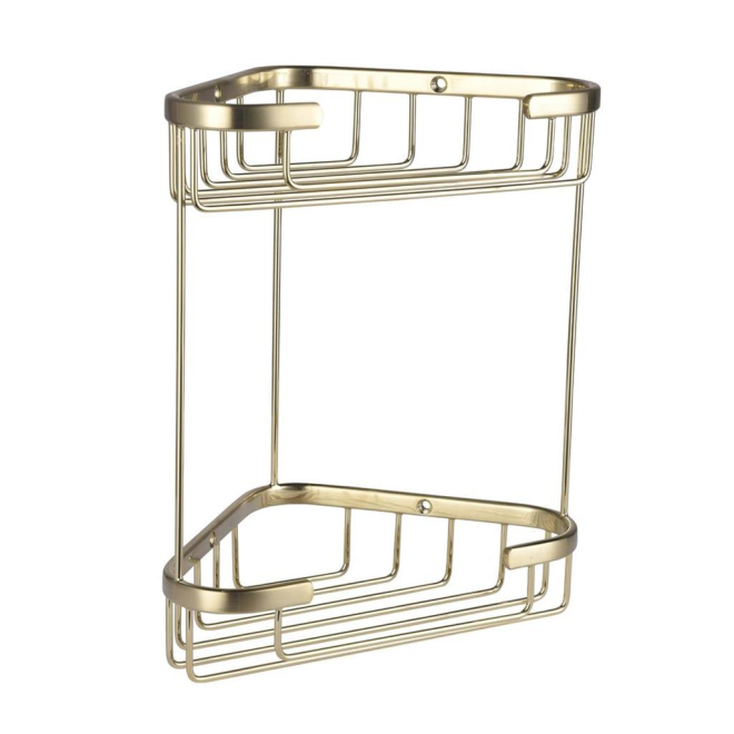Eastbrook Brushed Brass Double Corner Shower Basket