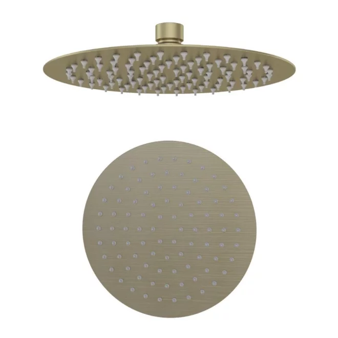 Easkbrook 8" (200mm) Brushed Brass Round Slimline Shower Head