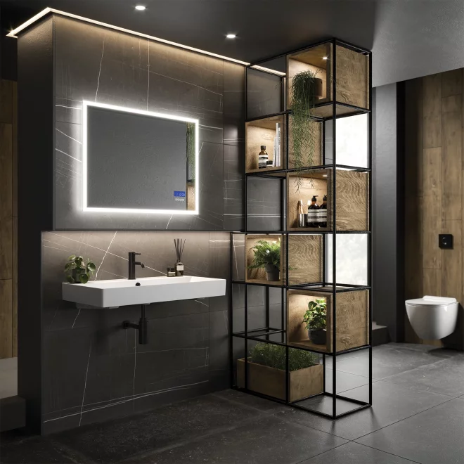 hib Globe Plus 80 Bluetooth Bathroom Mirror 800mm