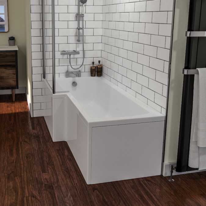 Beaufort Shannon 1700 x 850mm L Shaped Shower Bath - Left Hand