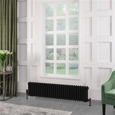 Eastbrook Rivassa 3 Column Radiator in Matt Black - 300 x 1373mm