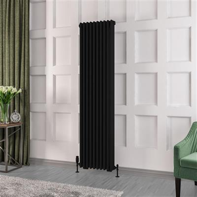 Eastbrook Rivassa 3 Column Radiator in Matt Black - 1800 x 473mm