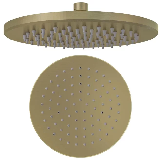 Meriden 12" (300mm) Brushed Brass Round Easy Clean Shower Head