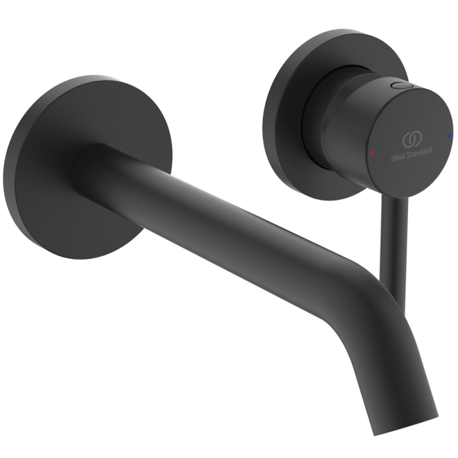 Ideal Standard Ceraline Single Lever Wall Mounted Basin Mixer - Silk Black