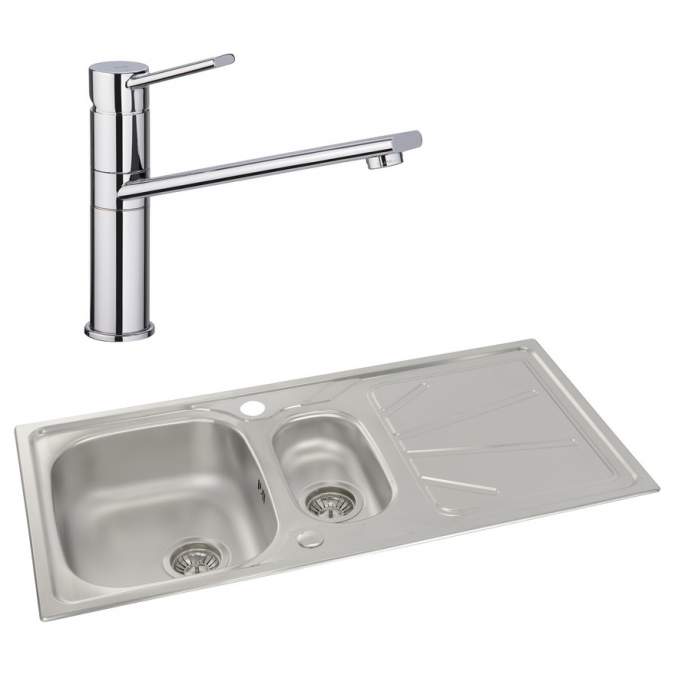 Abode Trydent 1.5 Bowl Inset Stainless Steel Sink & Specto Tap Pack