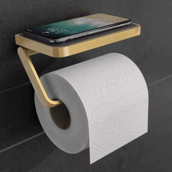 HiB Toilet Roll Holder with Shelf & Anti-Slip Mat - CLEARANCE