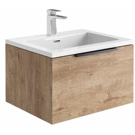 Scudo Ambience 600mm Rustic Oak LED Wall Hung Vanity