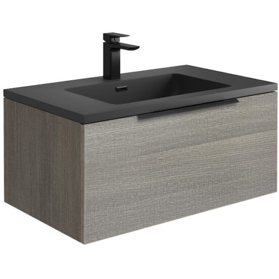 Scudo Ambience 800mm Grey Oak LED Wall Hung Vanity