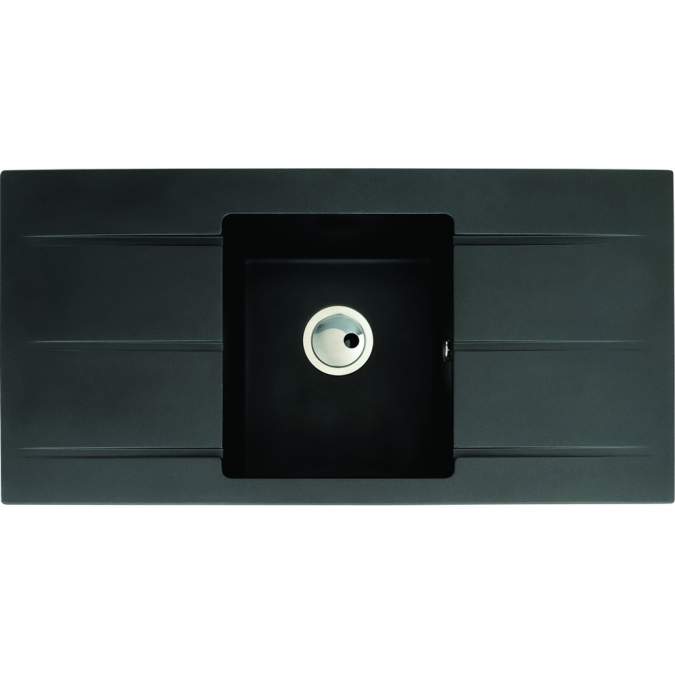 Abode Zero 1 Bowl & Double Drainer Granite Inset Sink - Black Metallic