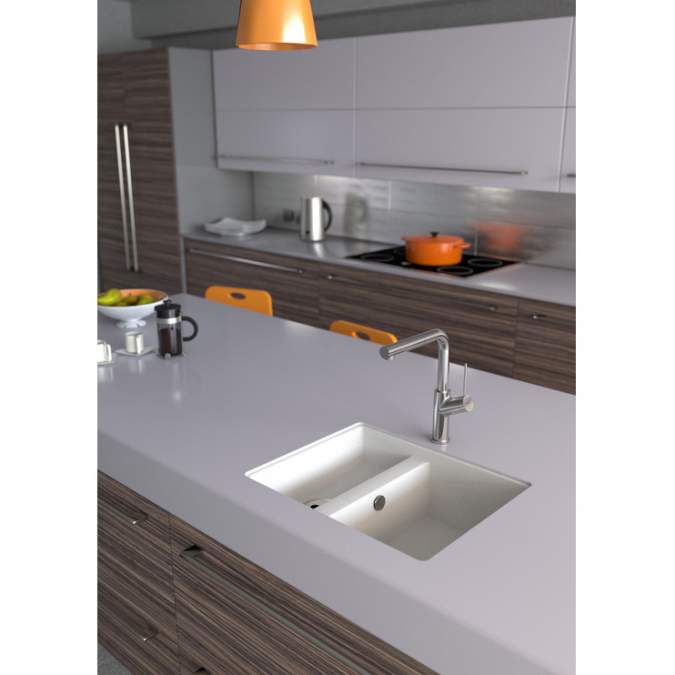Abode Matrix Square GR15 1.5 Bowl Granite Inset / Undermount Kitchen Sink - White