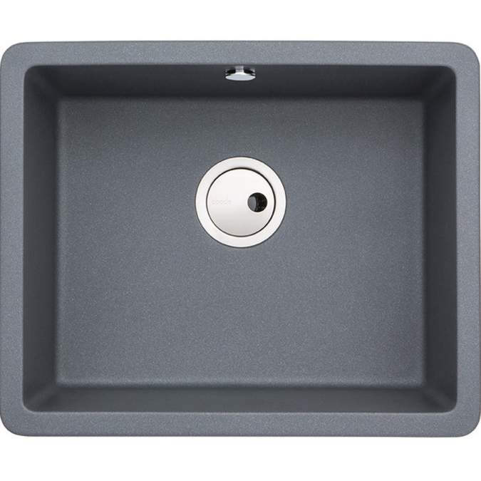 Abode Matrix Square GR15 Large 1 Bowl Granite Inset / Undermount Kitchen Sink - Grey Metallic