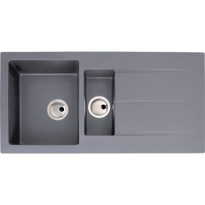 Abode Zero 1.5 Bowl & Drainer Granite Inset Kitchen Sink - Grey Metallic