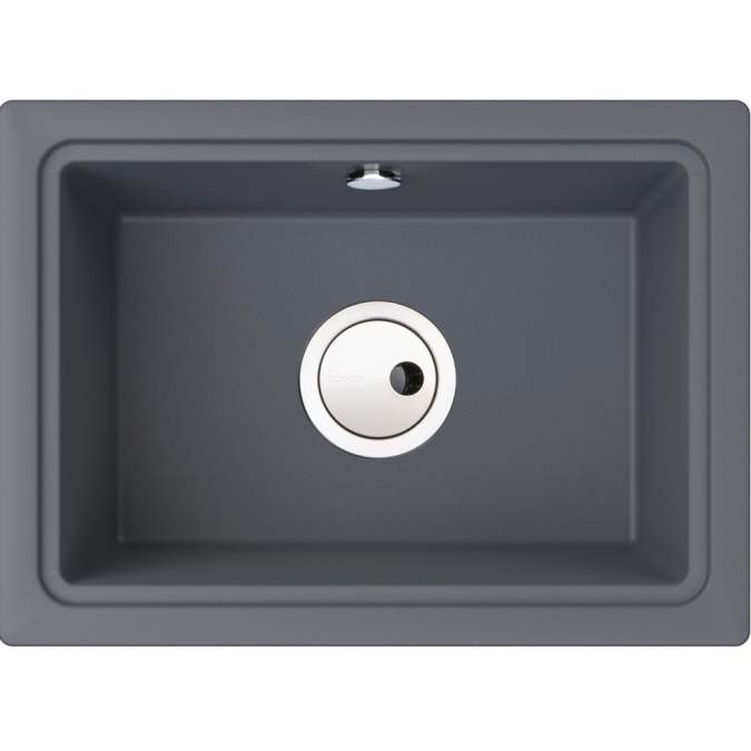 Abode Denton Compact 1 Bowl Undermount Granite Kitchen Sink - Grey Metallic