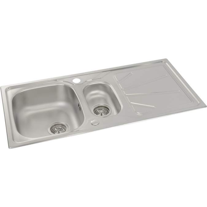 Abode Trydent 1.5 Bowl & Drainer Inset Stainless Steel Kitchen Sink