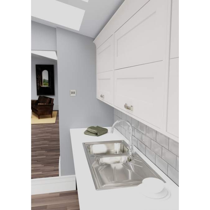 Abode Trydent 1.5 Bowl & Drainer Inset Stainless Steel Kitchen Sink