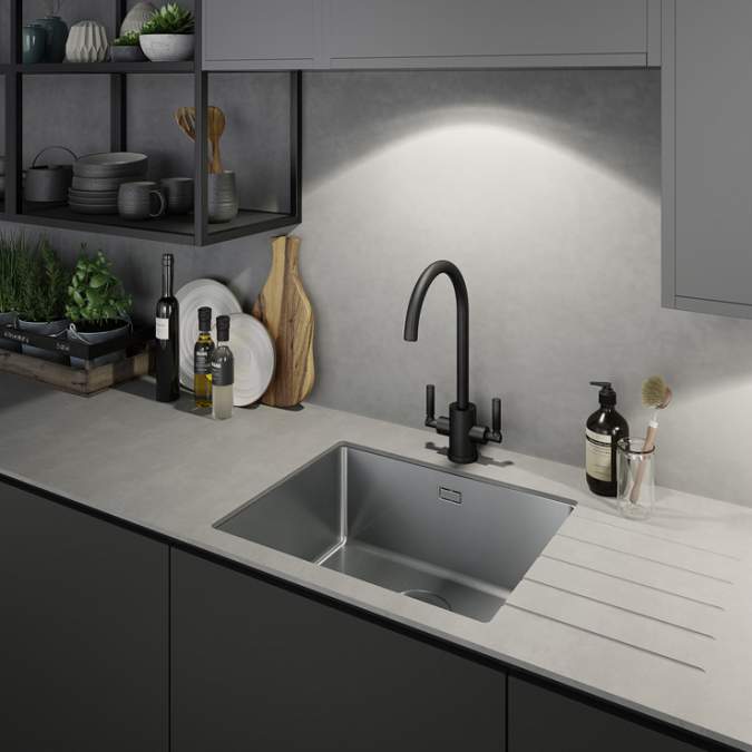 Abode Matrix R15 1 Bowl Undermount / Inset 500mm Stainless Steel Kitchen Sink