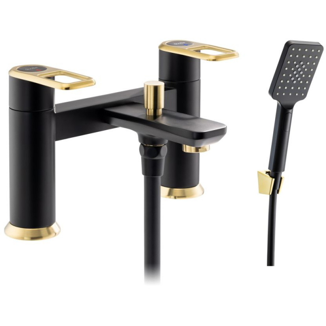 Abode Levarto Matt Black and Brass Bath Shower Mixer