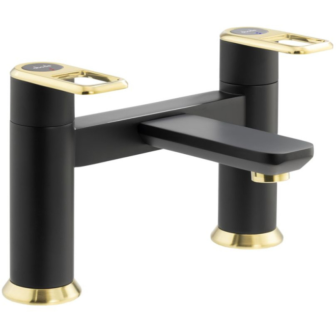 Abode Levarto Matt Black and Brass Bath Mixer Tap