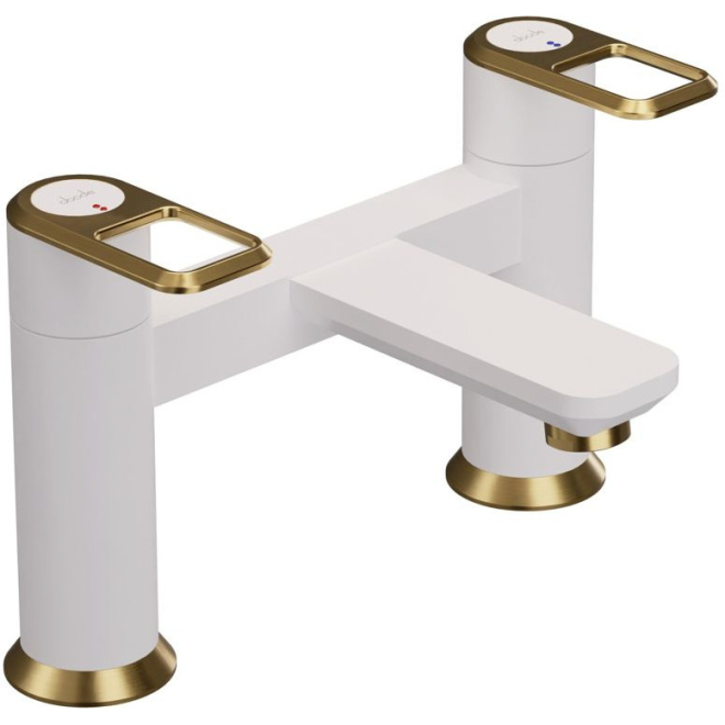 Abode Levarto Matt White and Brass Bath Mixer Tap