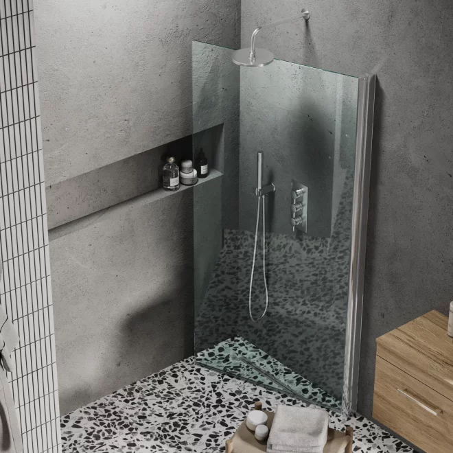 Lakes Coastline Alassio 900mm Hinged Wetroom Screen 8mm Glass