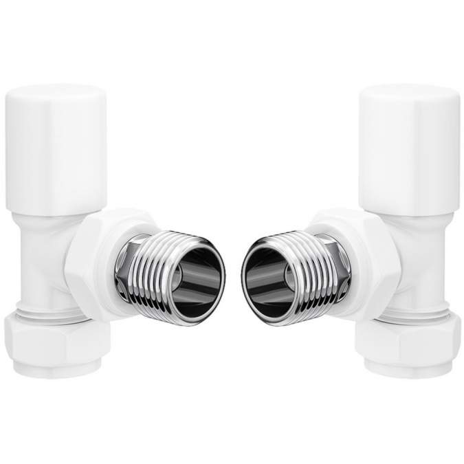 Angled Pattern Radiator Valves - White 